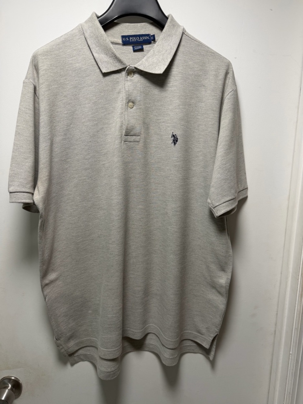 U.S. Polo Assn. Men's Light Gray Polo with Navy Embroidered Logo